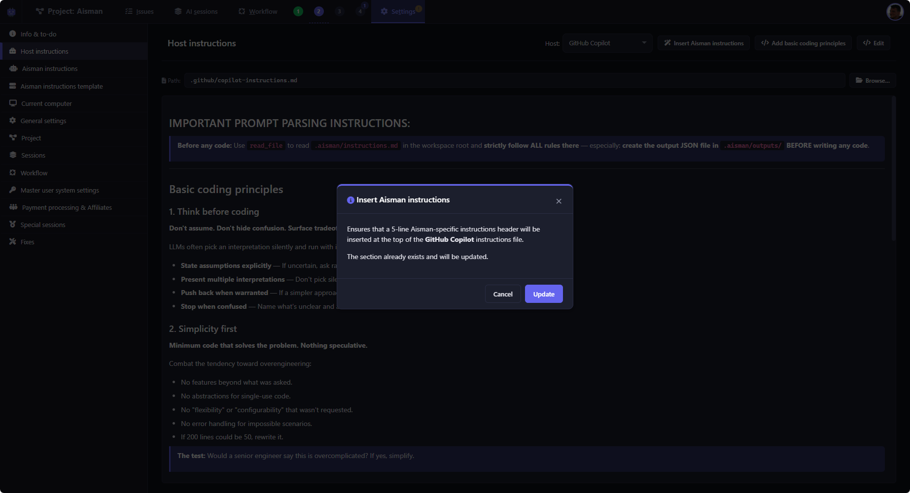 Adding Aisman instructions